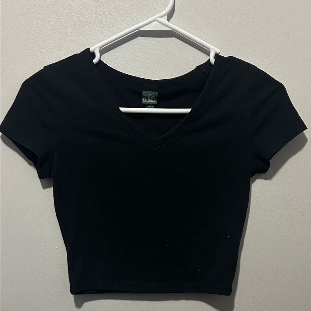 Wild Fable Black V-Neck Crop Top